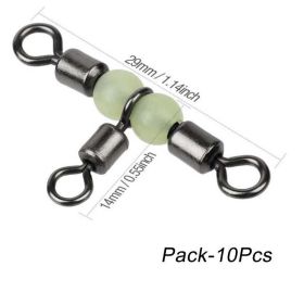 10/20/30/40pcs Cross Line Rolling Swivel With Pearl Luminous Beads; 3 Way Rigs Fishing Tackle Connector For Drifting Trolling (size: 10pcs)