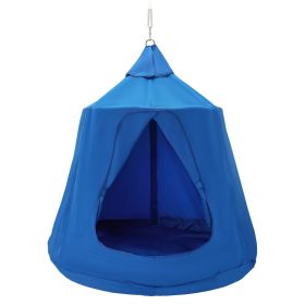 VEVOR Hanging Tree Tent, 330 LBS Capacity Hanging Tent Swing for Indoor and Outdoor Hammock Sensory Swing Chair w/LED Lights String, Inflatable Base (Color: Blue, Type: Fully Enclosed)