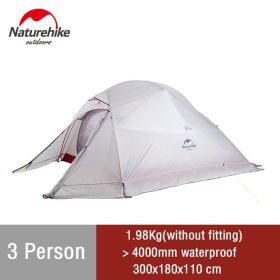 Naturehike Cloud Up Camping Tent Hiking Outdoor Family Beach Shade Waterproof Camping Portable 1 2 3 person Backpacking Tent (Color: 3 man Gray with flap)