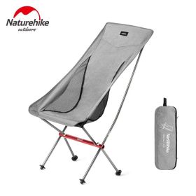 Naturehike Folding Picnic Chair Outdoor Portable Lightweight Camping Chair Backpack Fishing Chair Foldable High Beach Chair YL06 (Color: Gray)